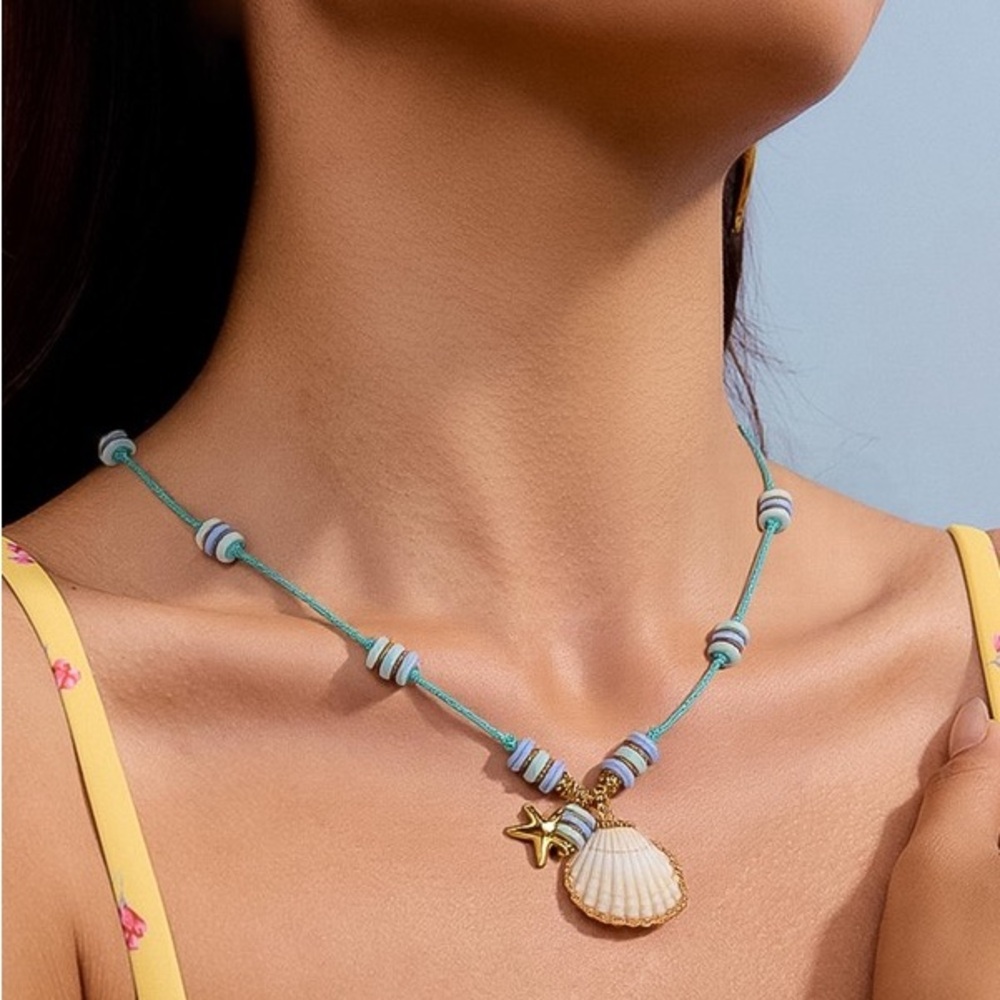 The “Summer Fling” Charm Rope Necklace | Aqua